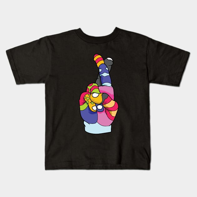 Hand Peace Colorful Abstract Kids T-Shirt by TundC Design